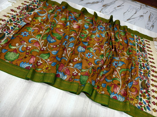 Kalamkari Hand Painted Silk Dupatta