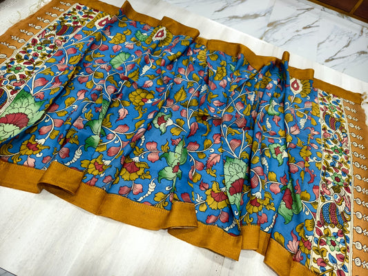 Kalamkari Hand Painted Silk Dupatta