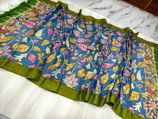 Kalamkari Hand Painted Silk Dupatta