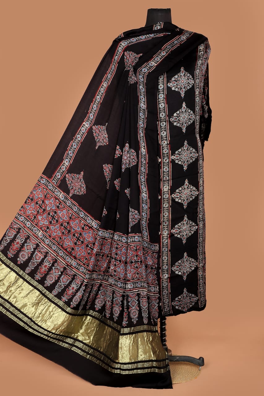 Ajrakh Modal Silk Dress Material