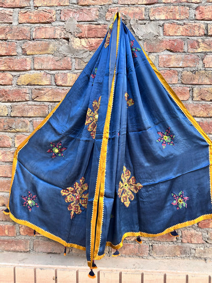 Ajrakh Patch-Work Modal Silk Dupatta