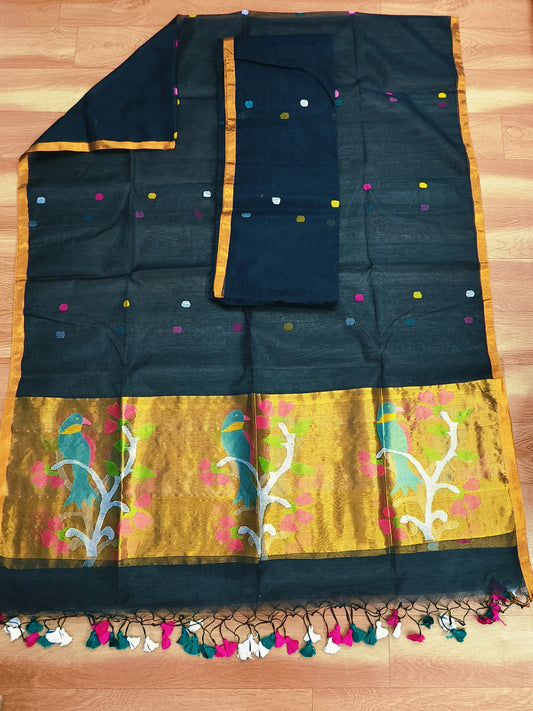 Paithani Maslin Cotton Jamdnai Top Dupatta Set