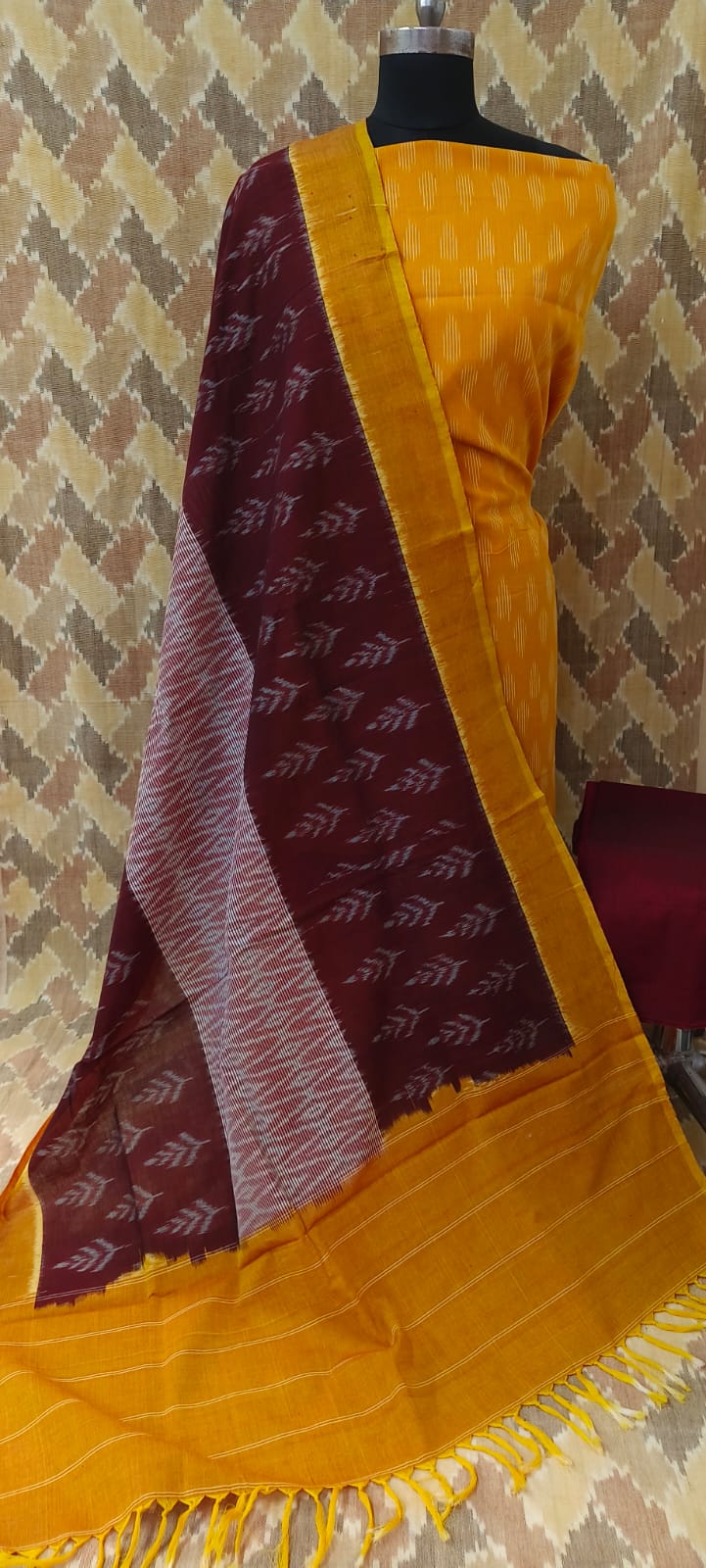 Double Ikat Mercerised Cotton Dress Material