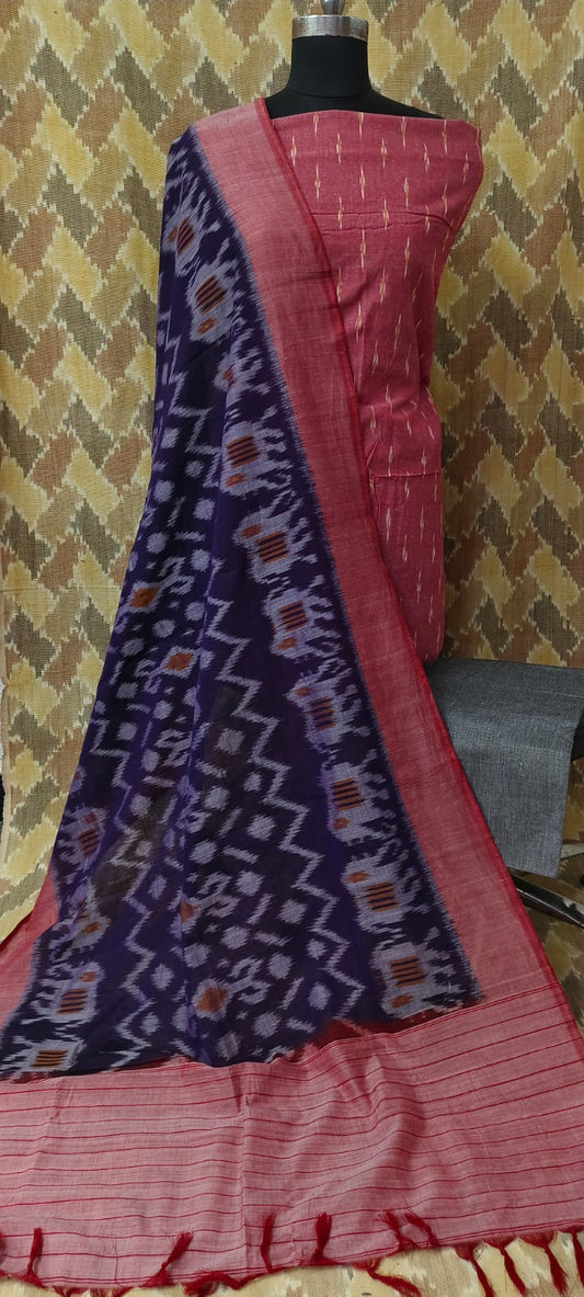 Double Ikat Mercerised Cotton Dress Material