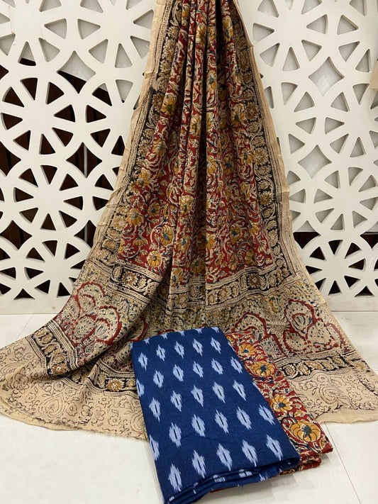 Ikat Kalamkari Cotton Dress Material