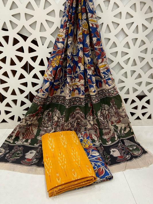 Ikat Kalamkari Cotton Dress Material