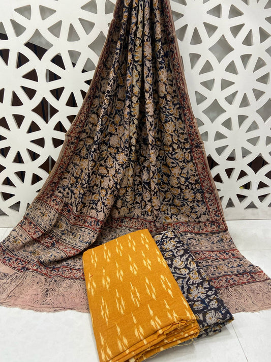 Ikat Kalamkari Cotton Dress Material