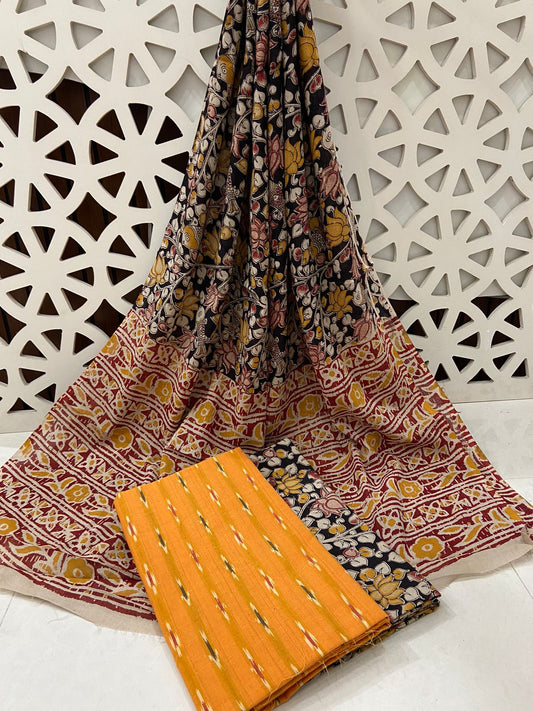 Ikat Kalamkari Cotton Dress Material