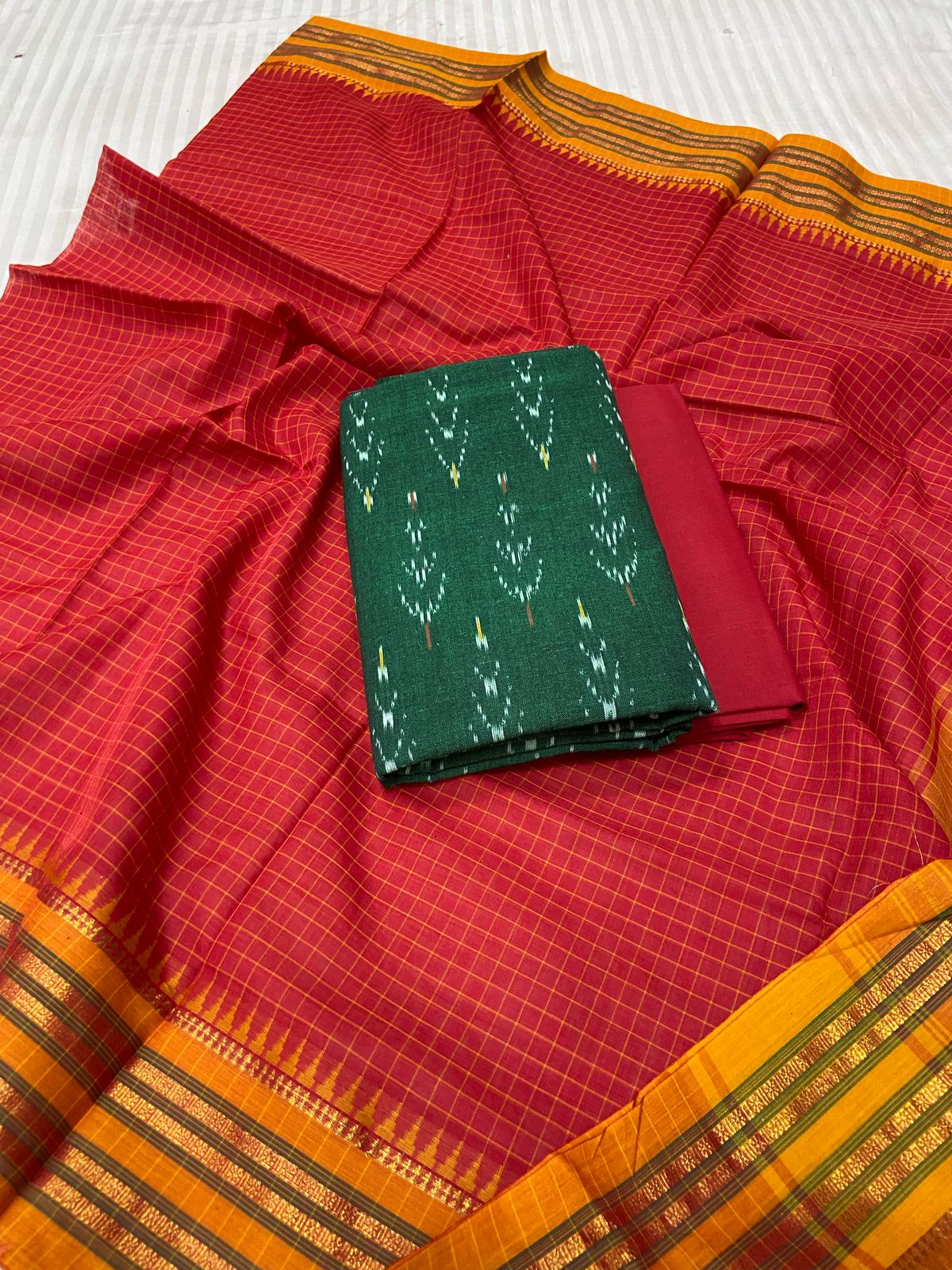 Ikat Cotton Dress Material with Narayanpet Dupatta