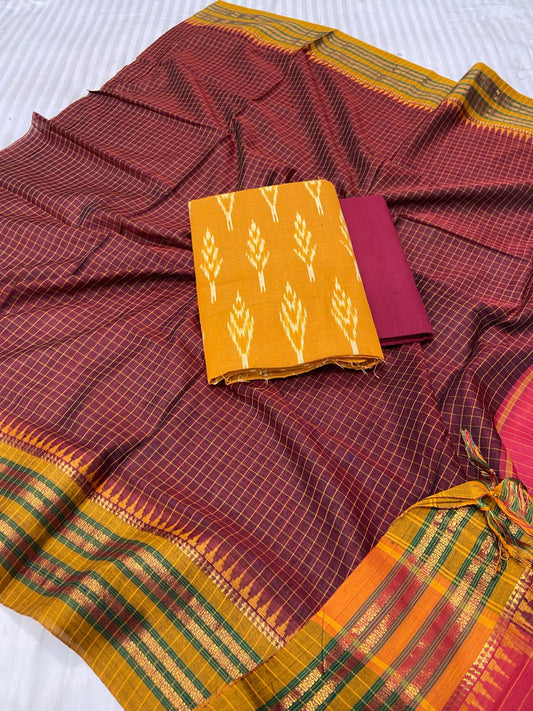 Ikat Cotton Dress Material with Narayanpet Dupatta