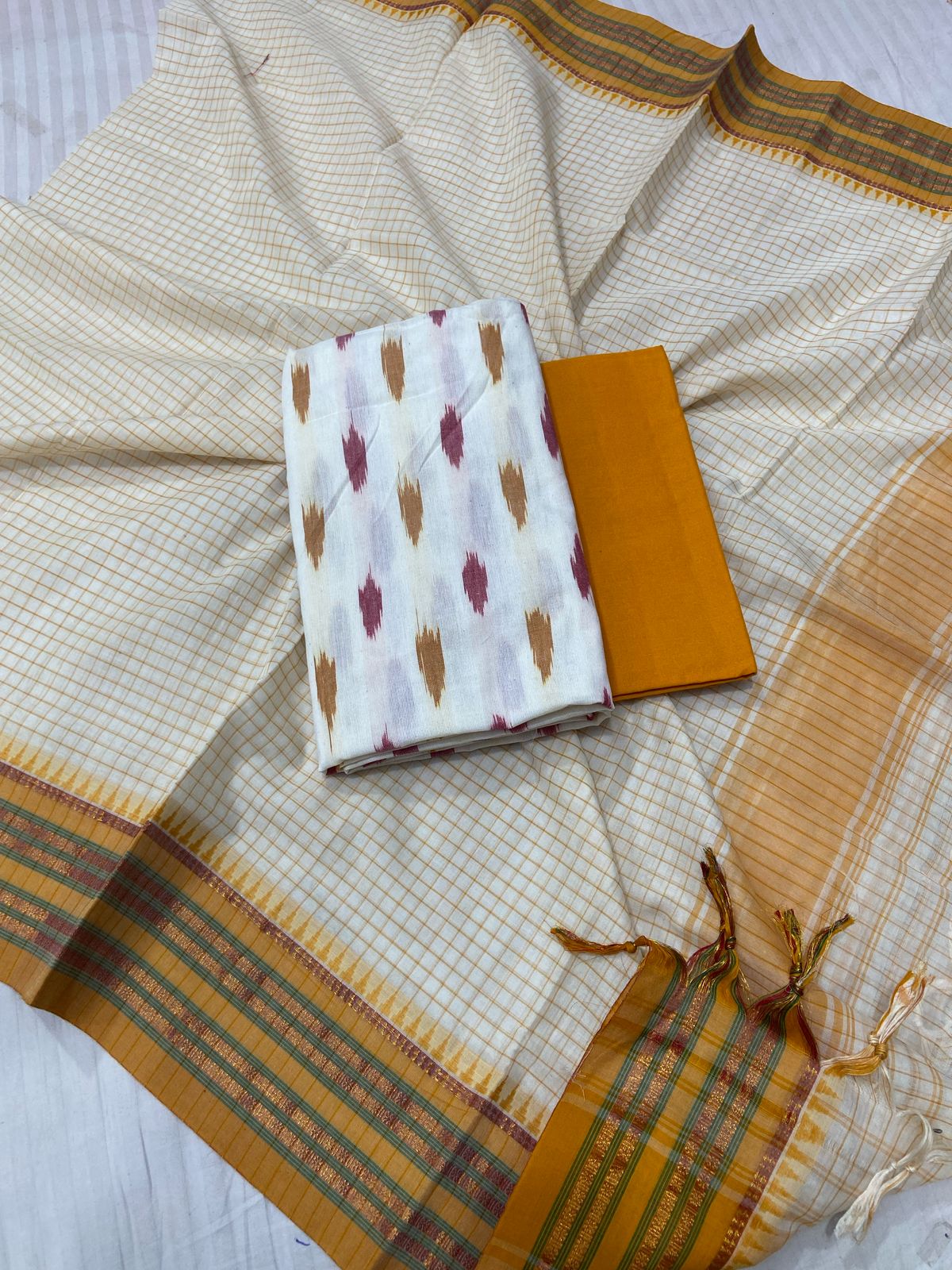 Ikat Cotton Dress Material with Narayanpet Dupatta