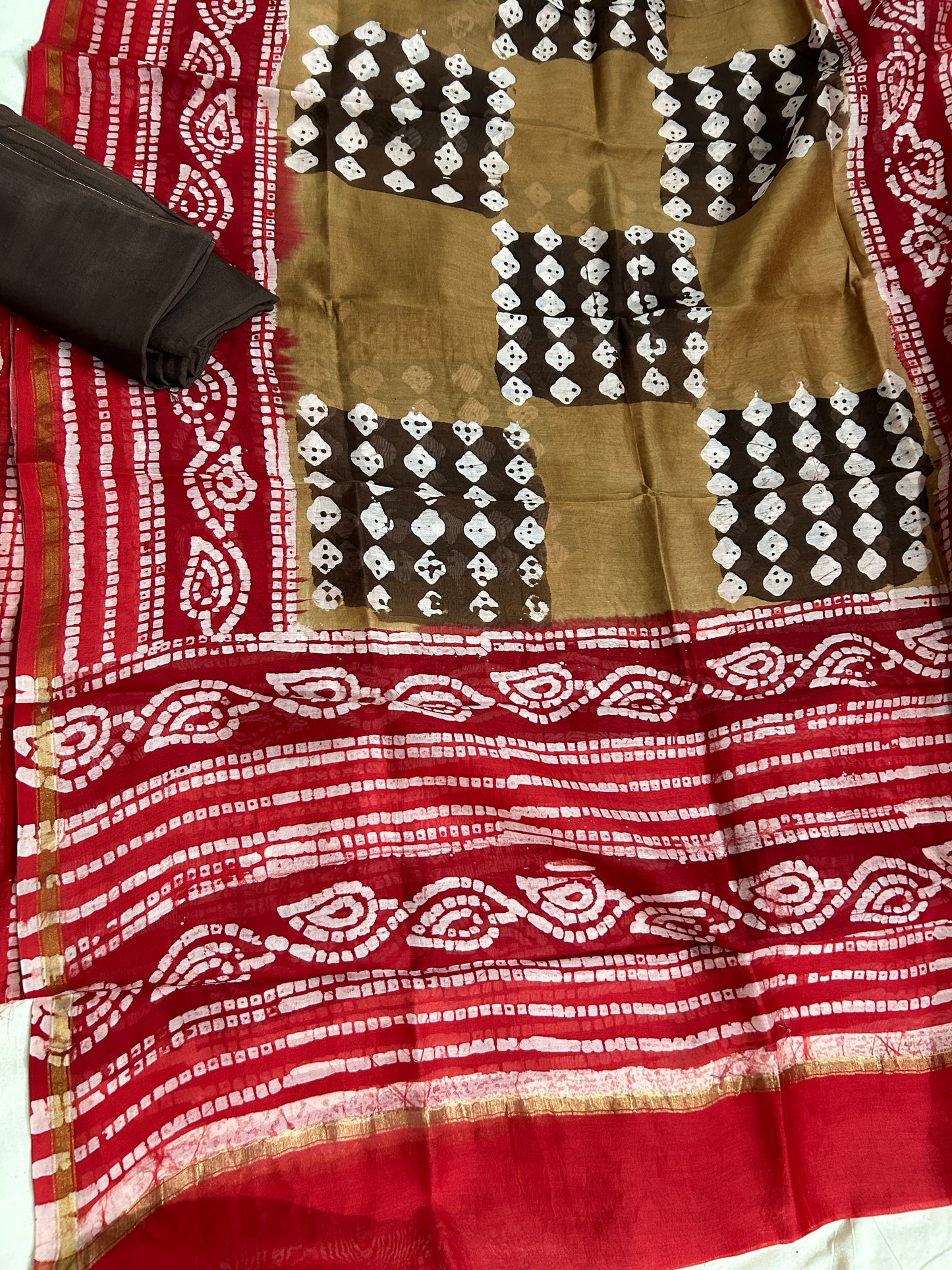 Hand Painted Chanderi Silk Cotton  Dress Material