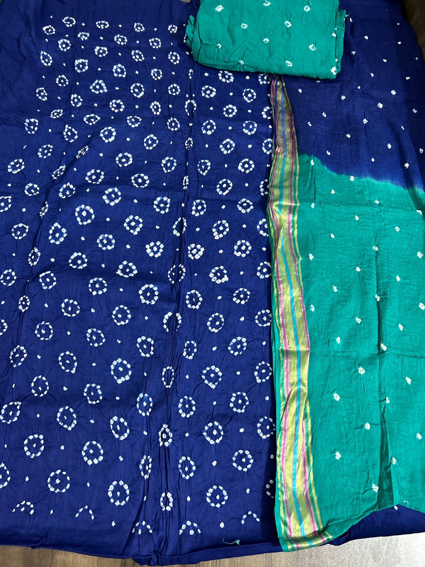 Satin Cotton Bandhej Dress Material