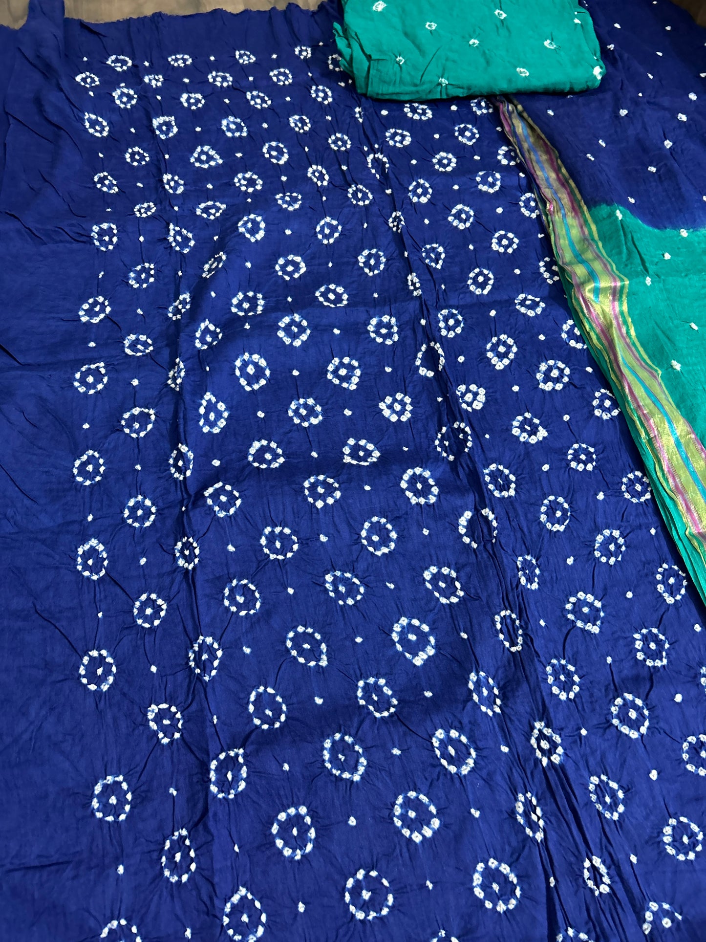 Satin Cotton Bandhej Dress Material