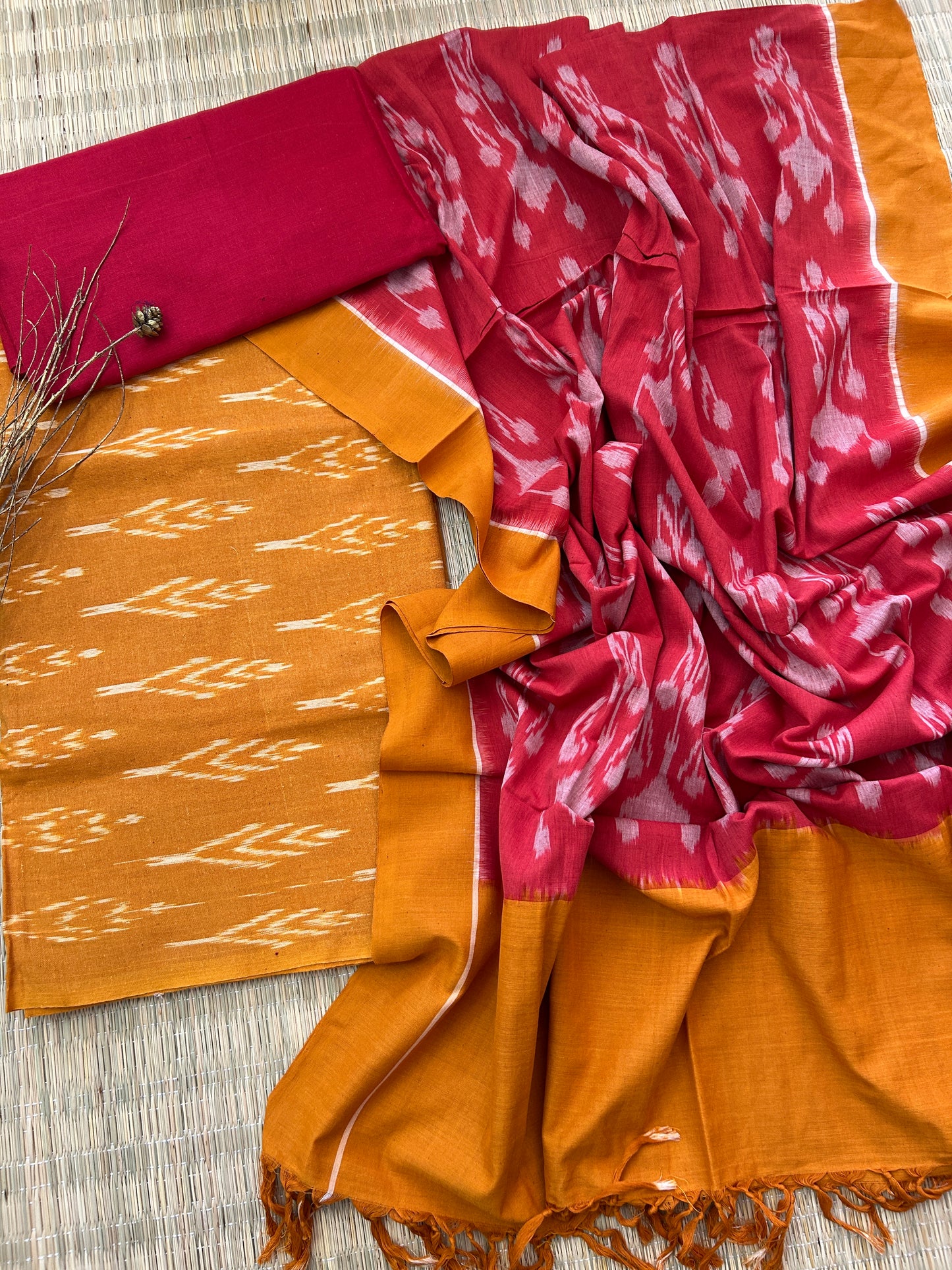 Double Ikat Cotton Dress Material