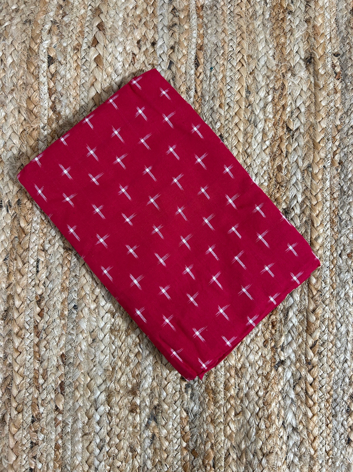 Red Double Ikat Cotton Fabric (2.5 meter)