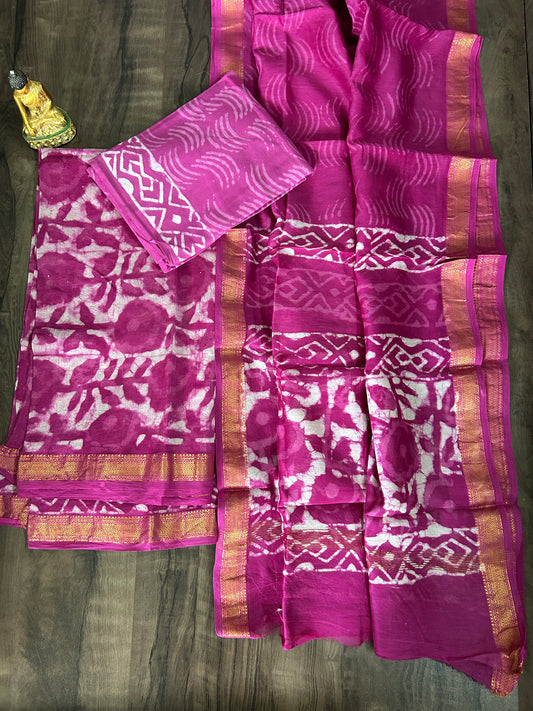 Hand BlockPrint Maheshwari Silk Cotton Dress Material