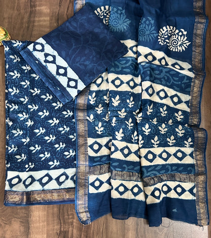 Hand BlockPrint Maheshwari Silk Cotton Dress Material