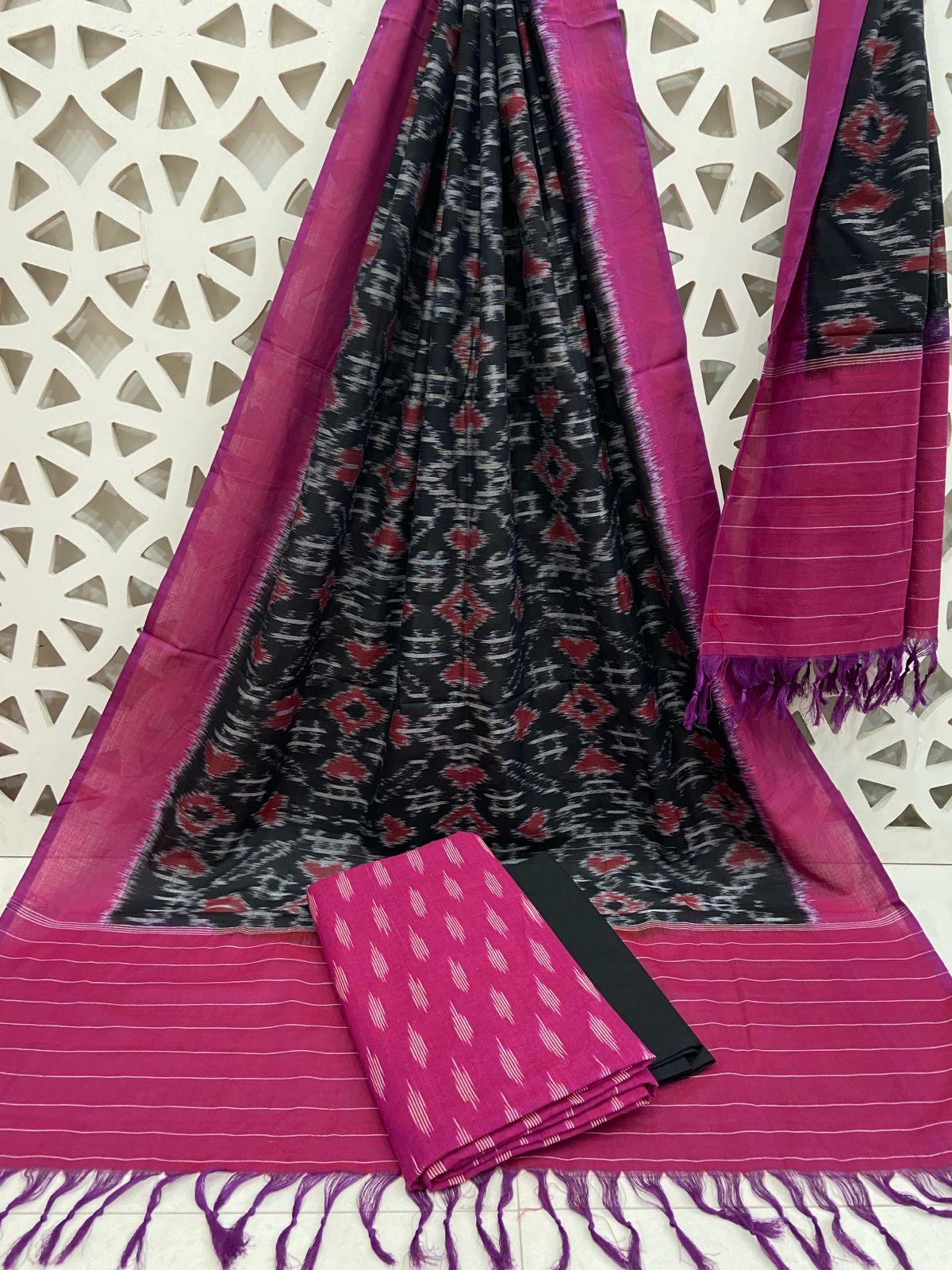 Double Ikat Cotton Dress Material