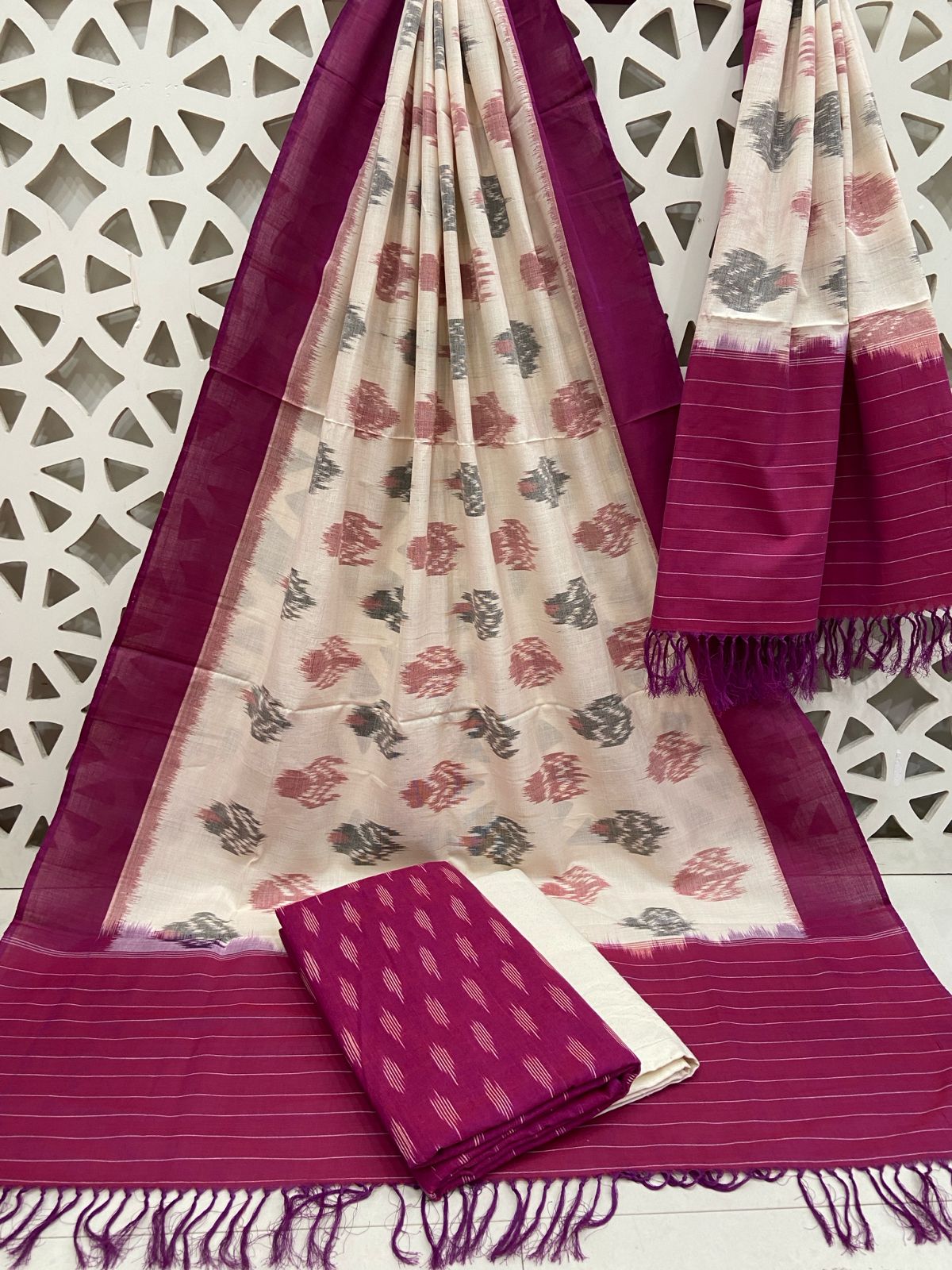 Double Ikat Cotton Dress Material