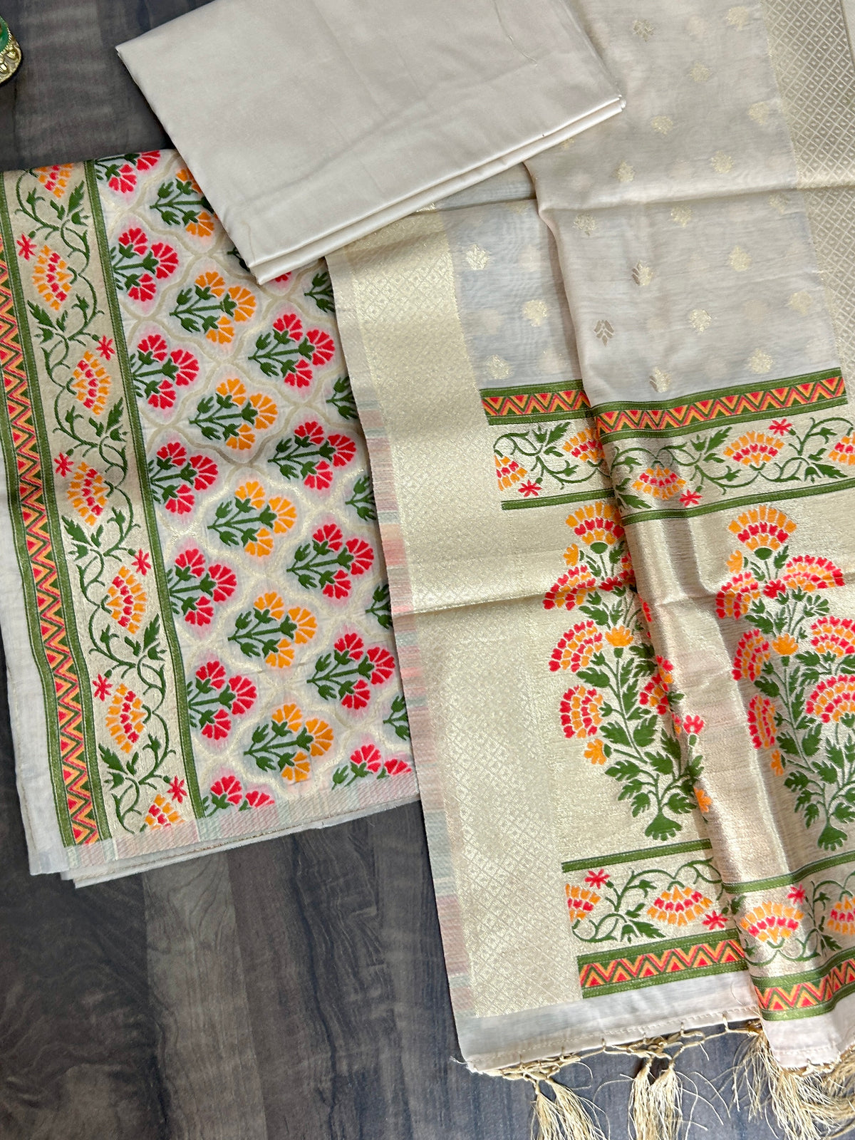 18. Banarasi Silk Cotton Dress Material