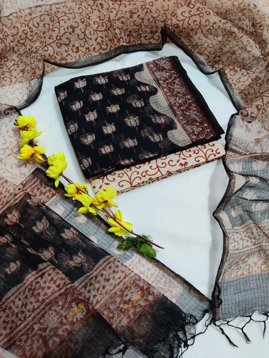 Hand Block Print Kota Cotton Dress Material