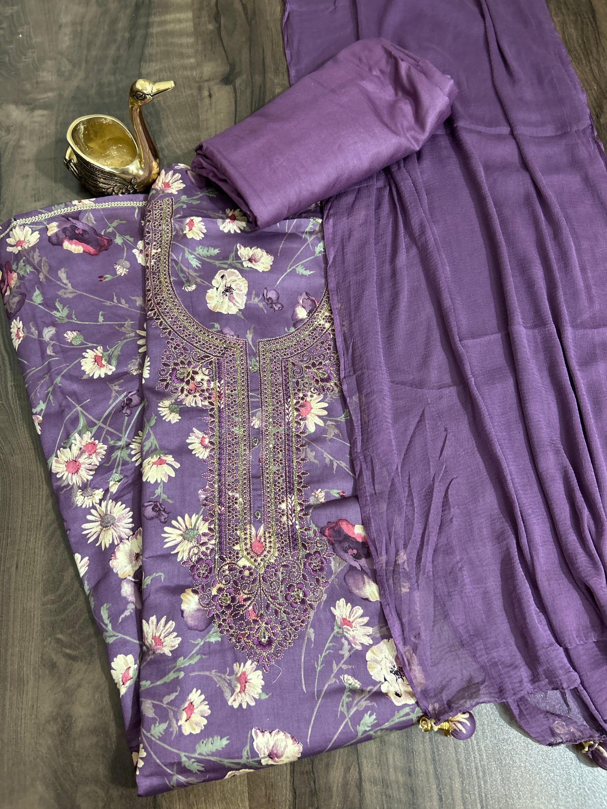 Cotton Dress Material with Chiffon Dupatta