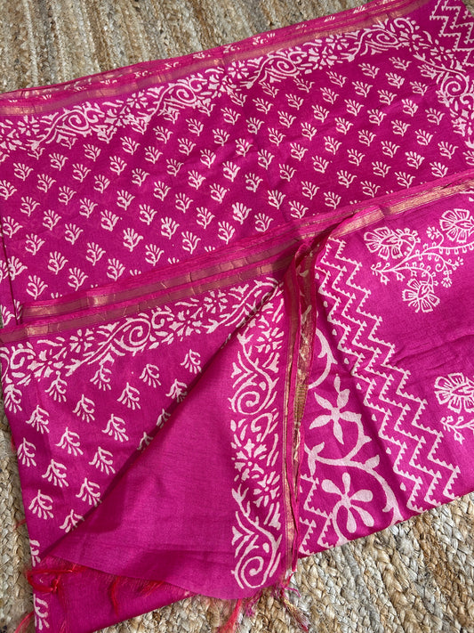 Soft Silk Batik Saree with Blouse