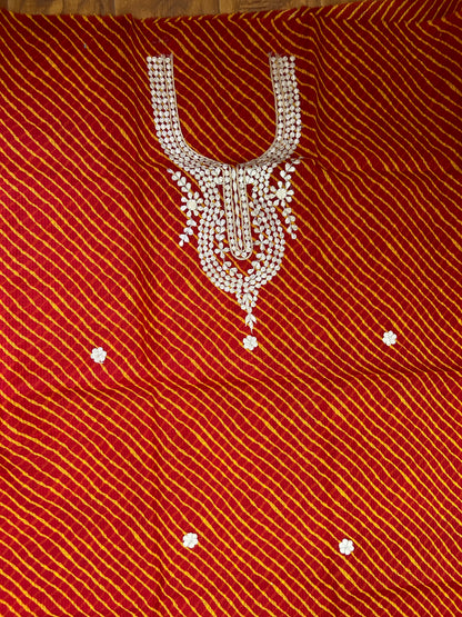 Red Lehariya Gota patti Kota Kurti