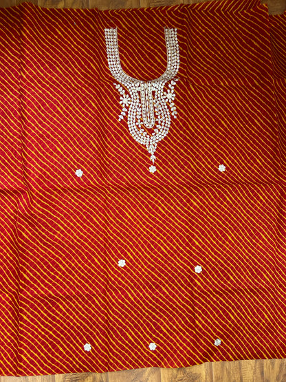 Red Lehariya Gota patti Kota Kurti