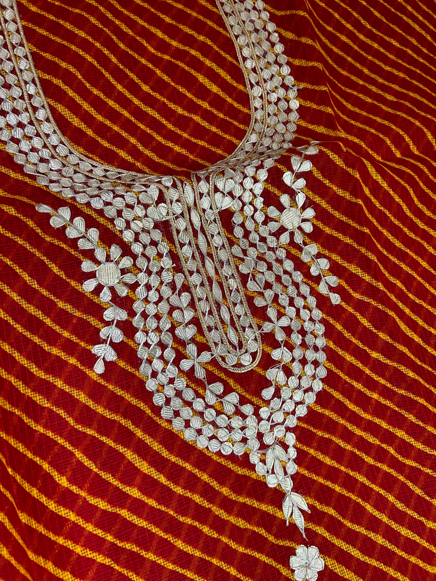 Red Lehariya Gota patti Kota Kurti