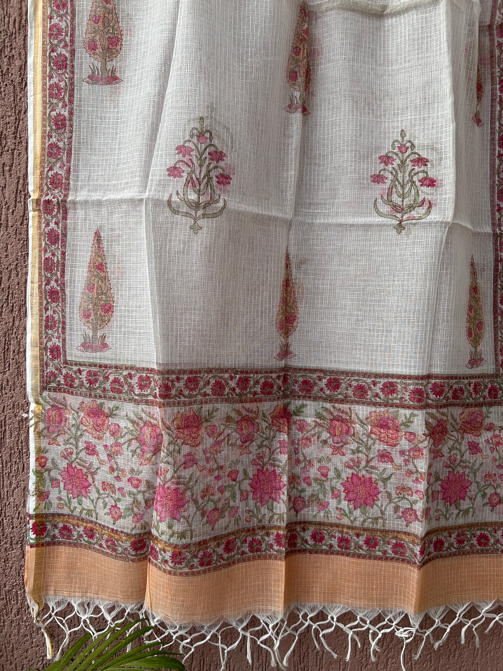 Pure Kota doriya hand block printed dupatta