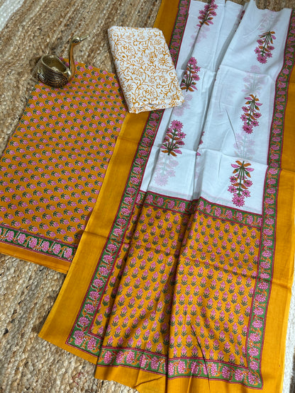 Hand BlockPrint Cotton Dress Material with Cotton Dupatta *
