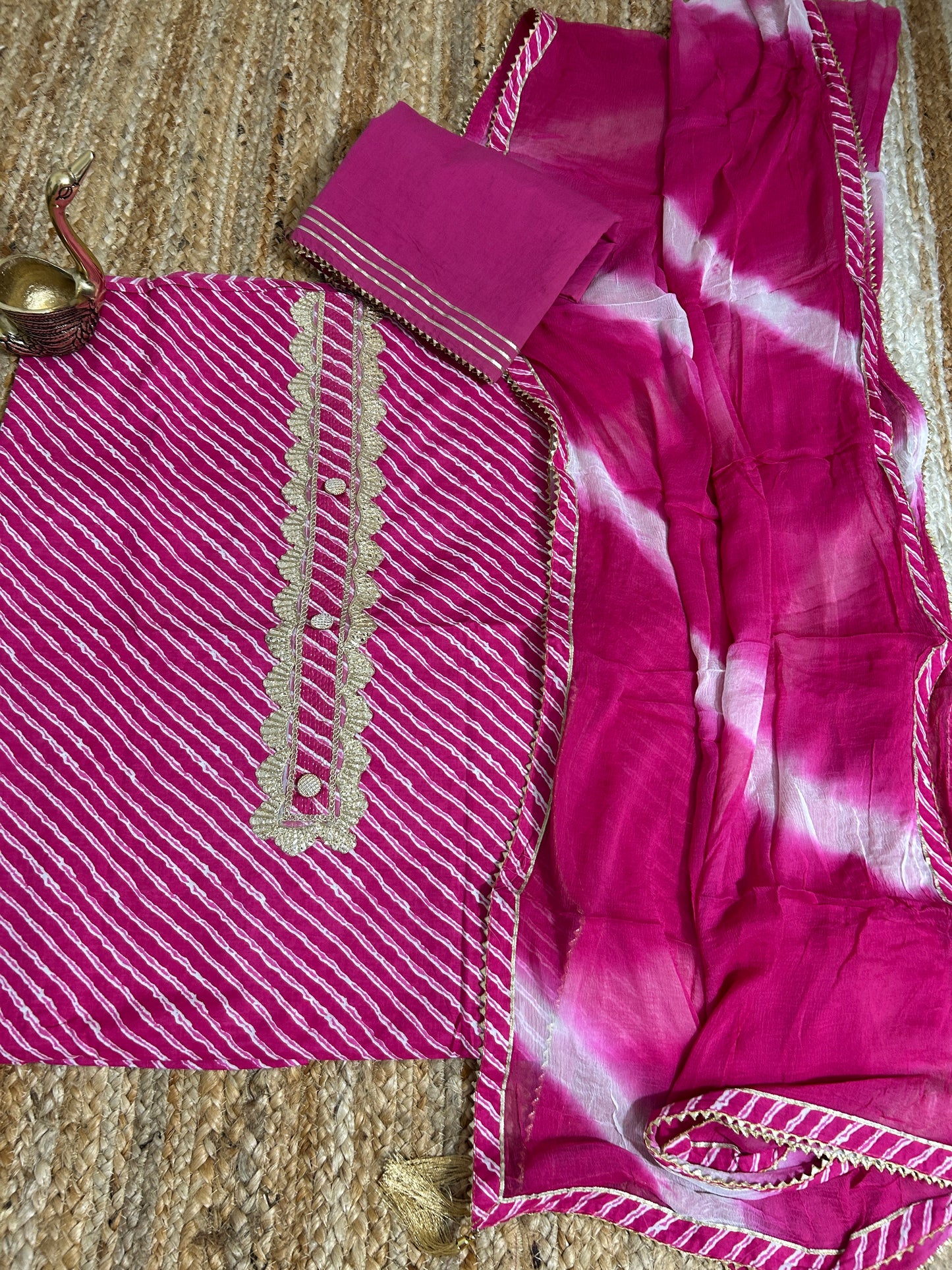 Cotton Dress Material with Chiffon Dupatta *