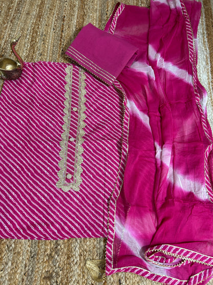 Cotton Dress Material with Chiffon Dupatta *