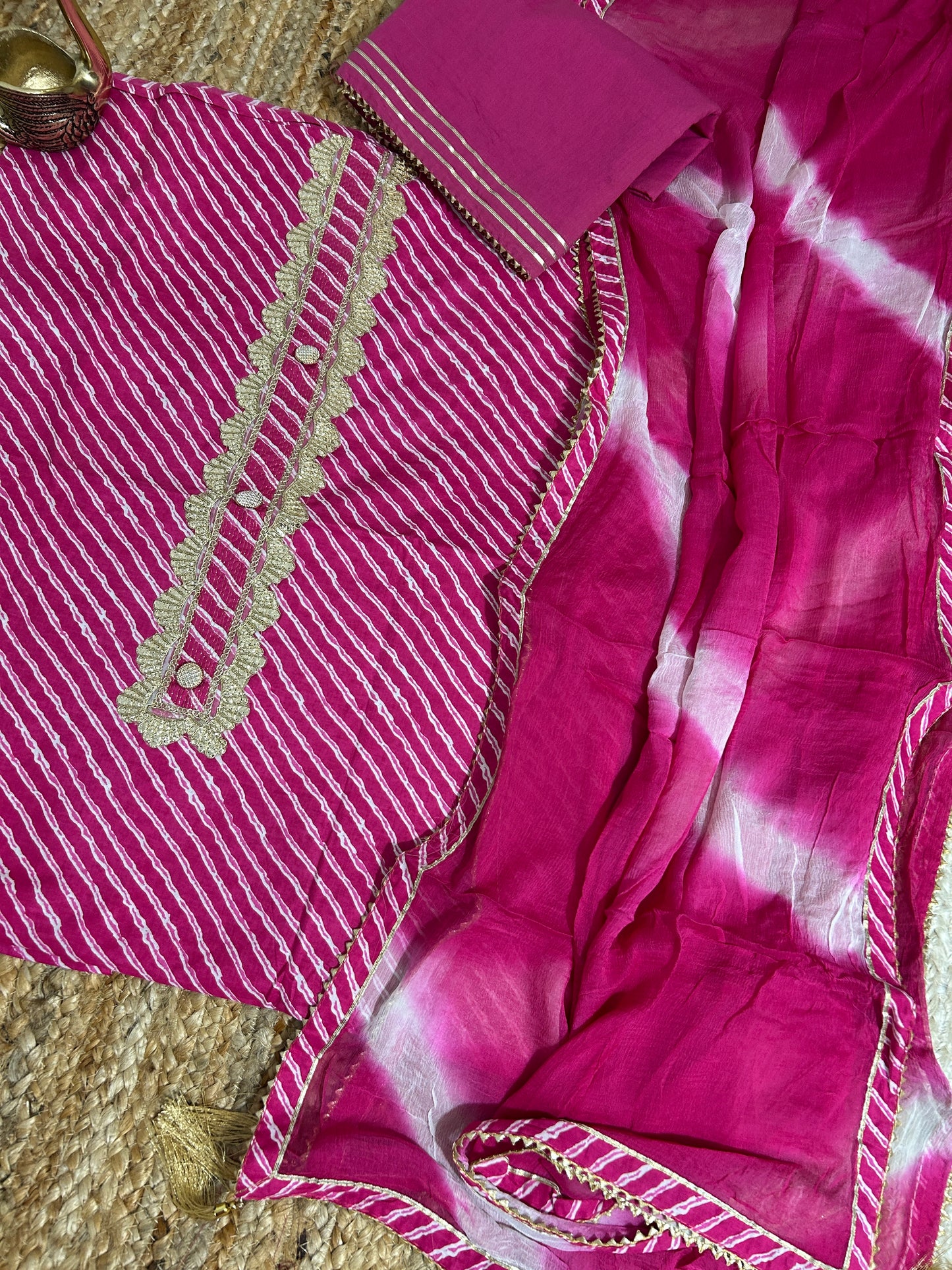 Cotton Dress Material with Chiffon Dupatta *