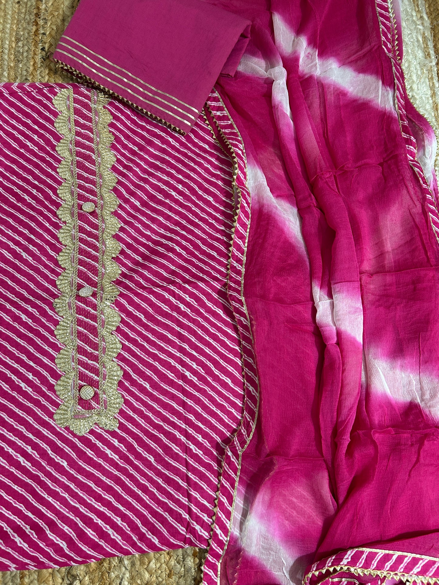 Cotton Dress Material with Chiffon Dupatta *