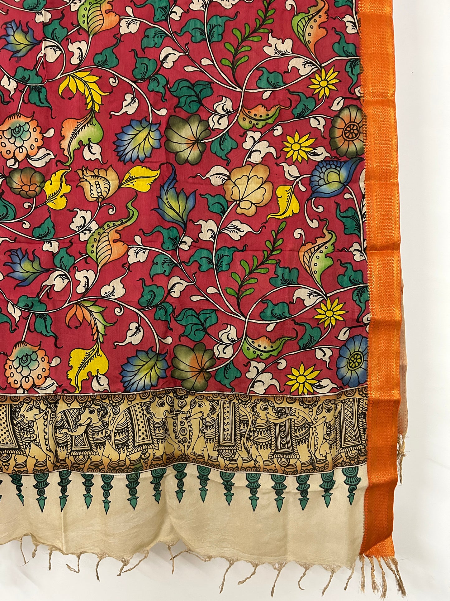 Kalamkari Hand Painted Silk Dupatta