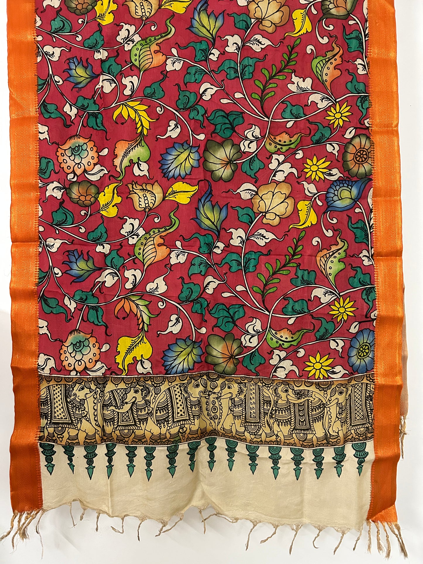 Kalamkari Hand Painted Silk Dupatta