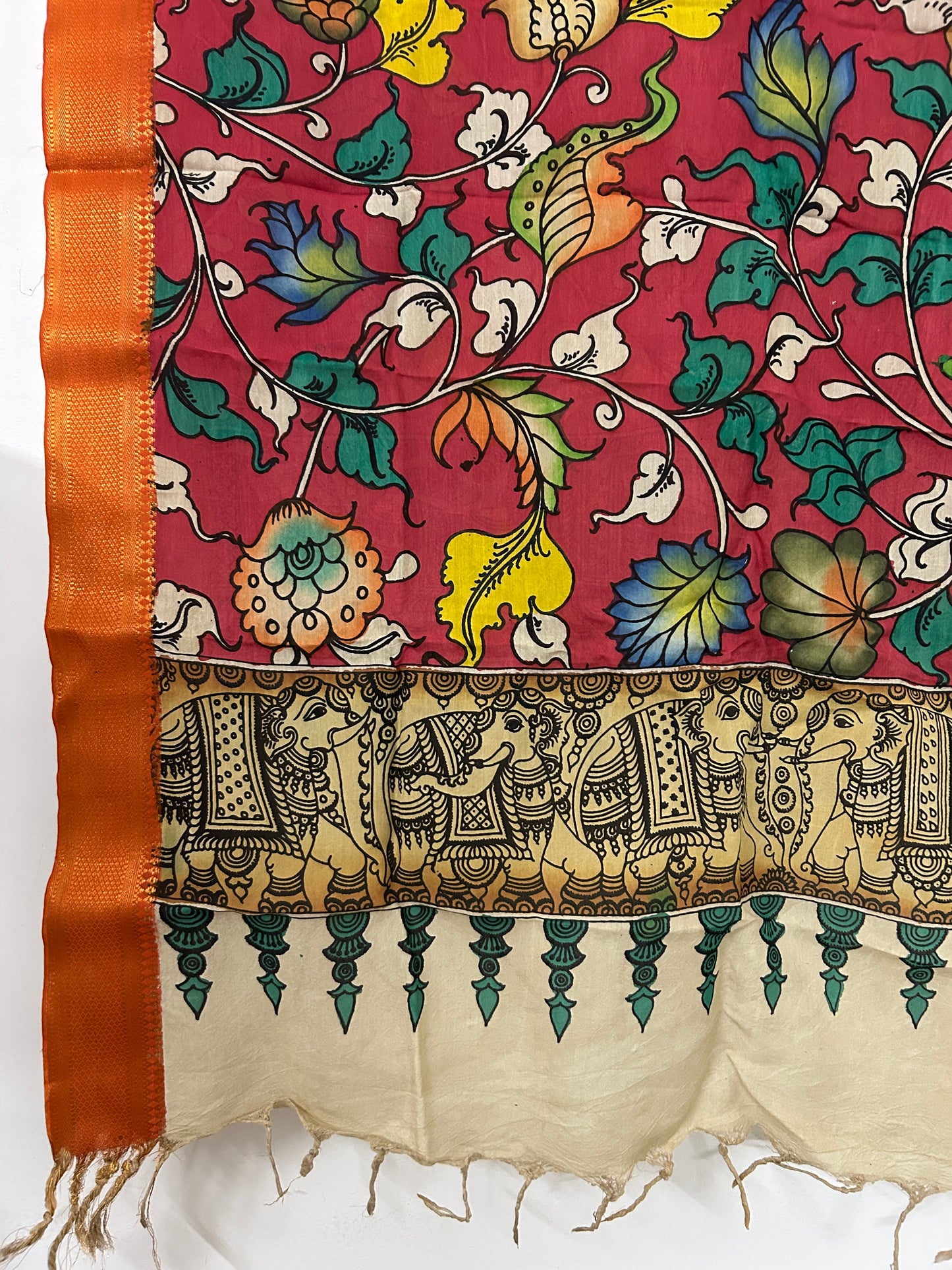 Kalamkari Hand Painted Silk Dupatta