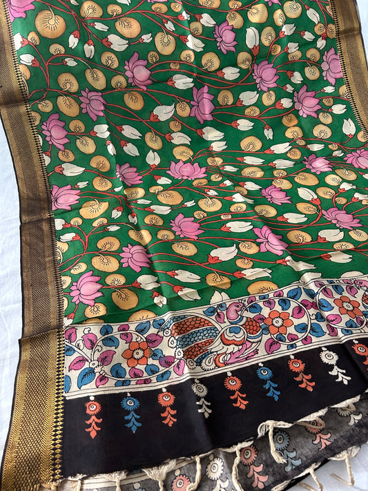Kalamkari Hand Painted Silk Dupatta