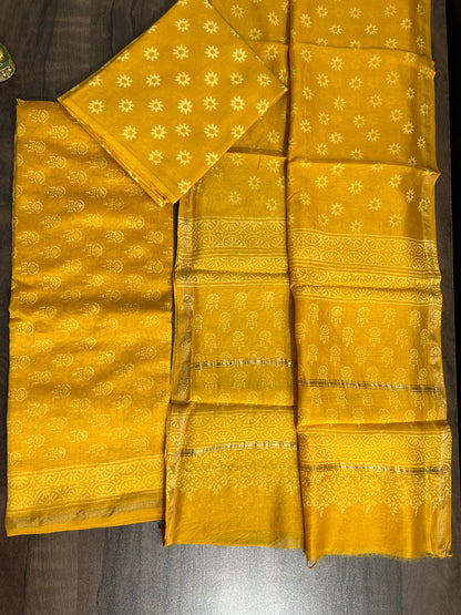 Hand BlockPrint Maheshwari Silk Cotton Dress Material