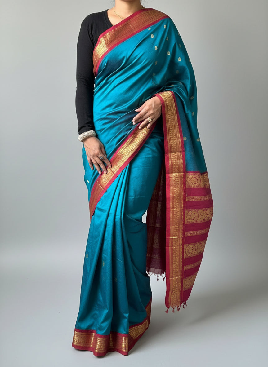 Kalyani Cotton Saree with Contrast Blouse