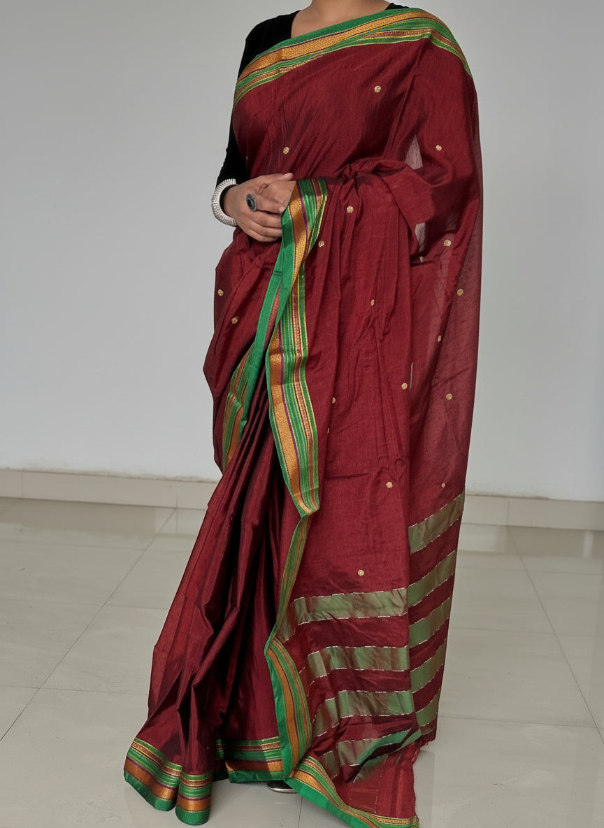Cotton Saree with Temple Border