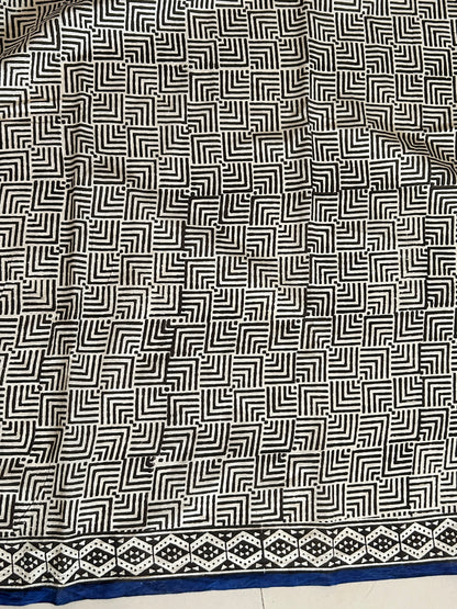 Hand BlockPrint Cotton Saree with Blouse