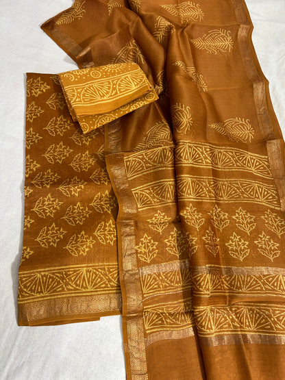 Hand BlockPrint Maheshwari Silk Cotton Dress Material