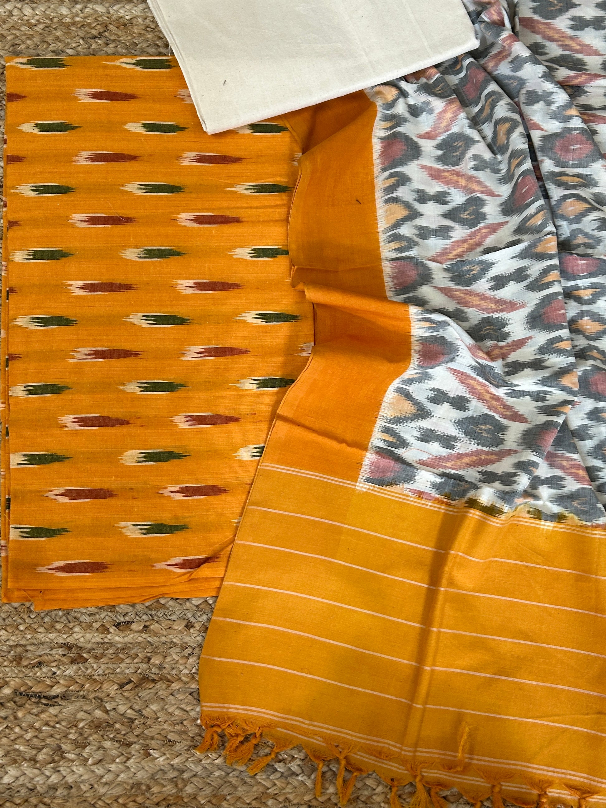 Double Ikat Cotton Dress Material