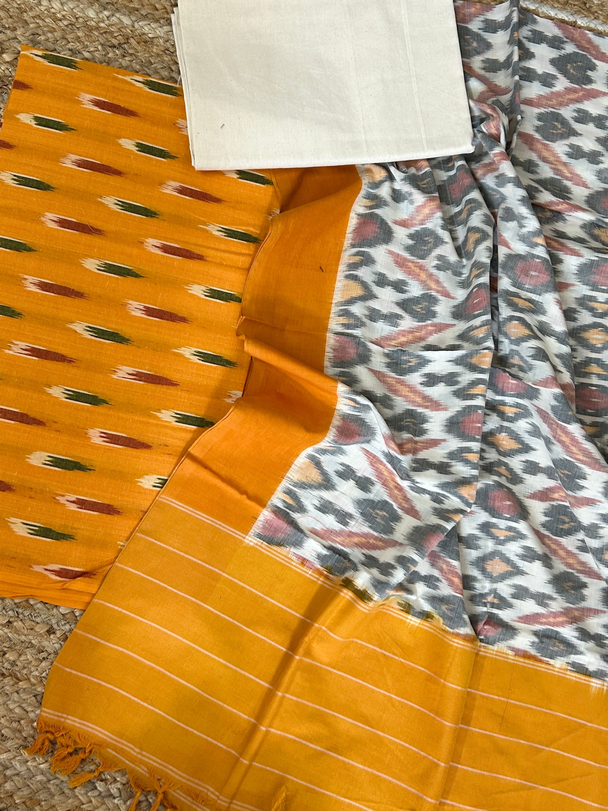 Double Ikat Cotton Dress Material