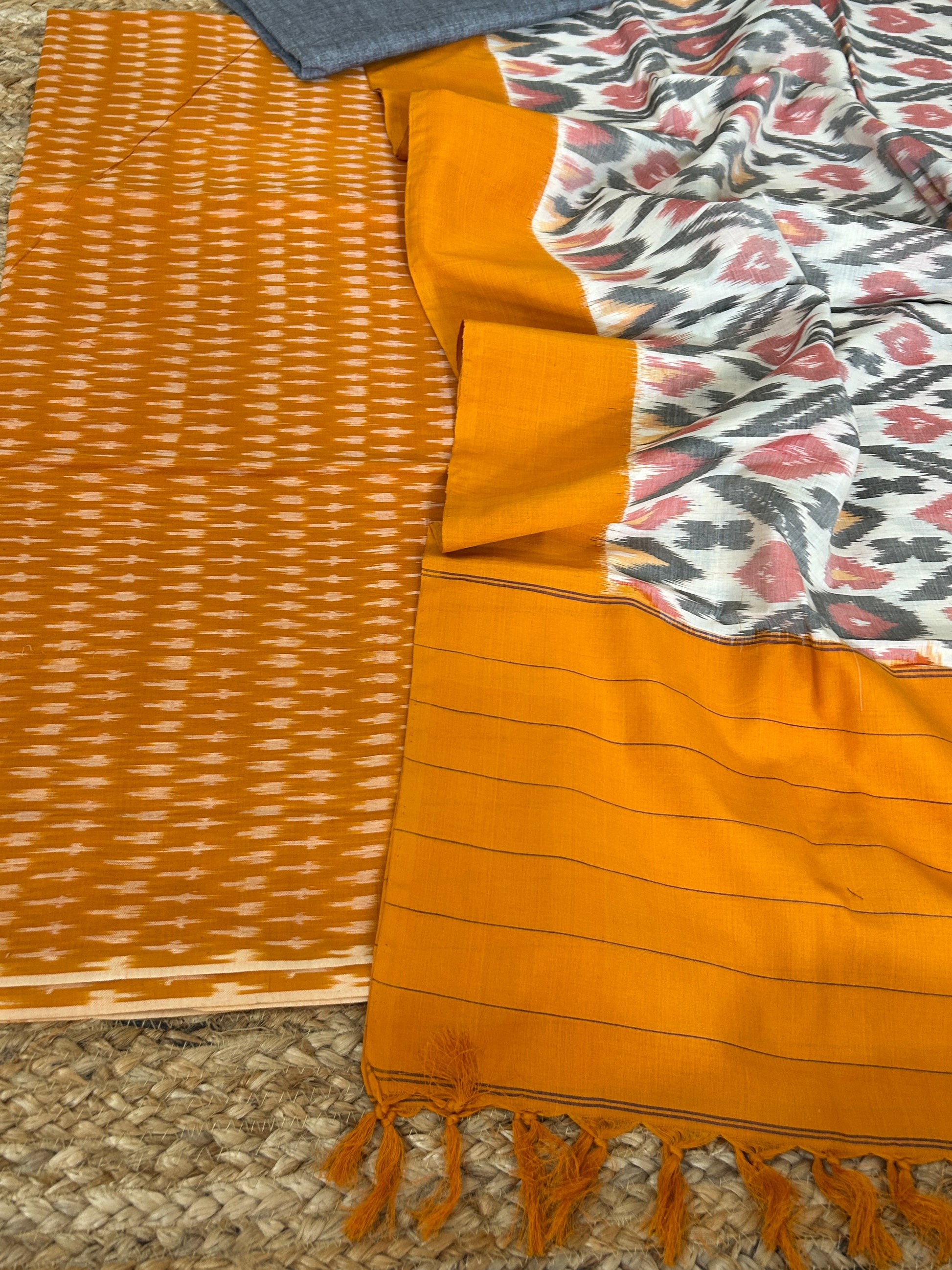 Double Ikat Mercerised Cotton Dress Material