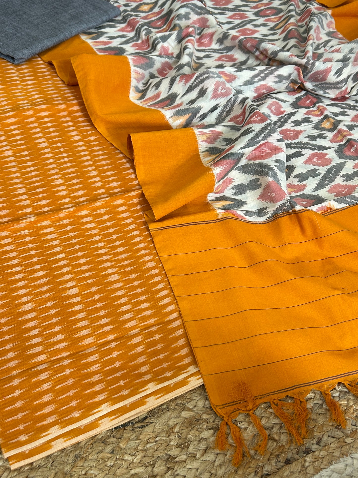 Double Ikat Mercerised Cotton Dress Material